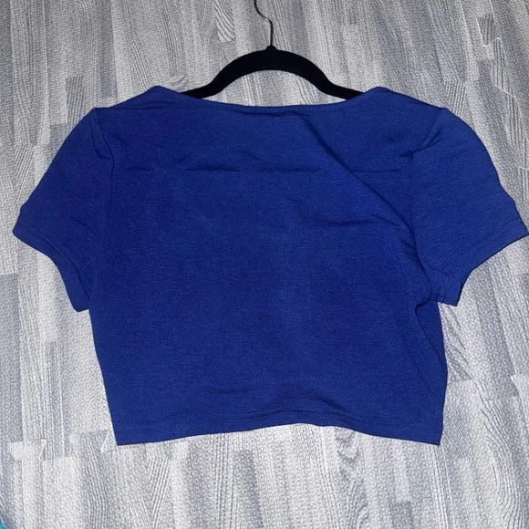 Blue Crop Top with Safety Pin Details - Picture 2 of 2